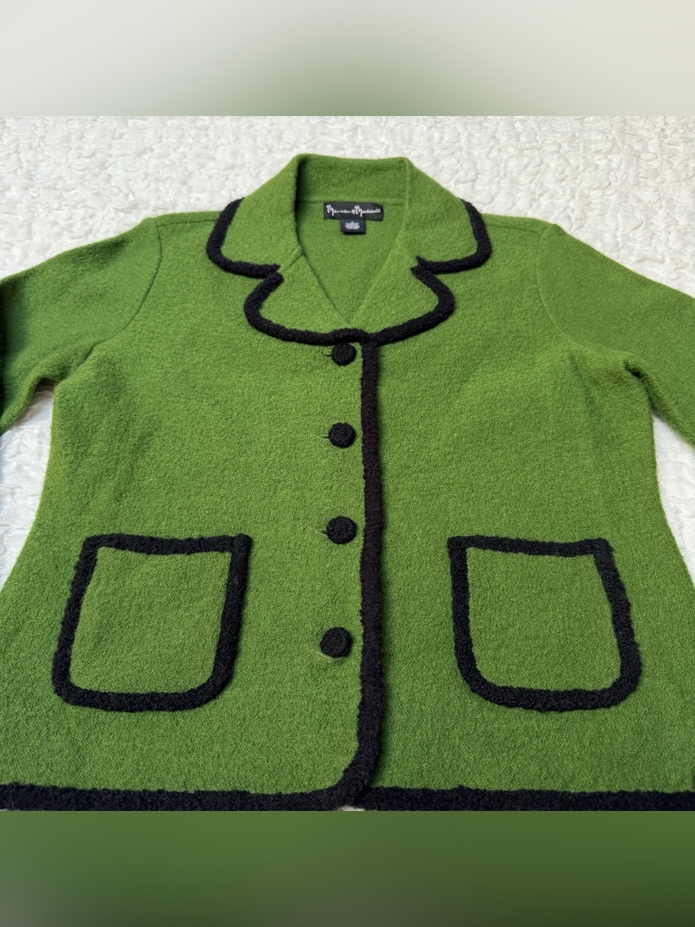 Mercer & Madison 100% Wool Green Black Trim Jacket Small - Picture 5 of 11